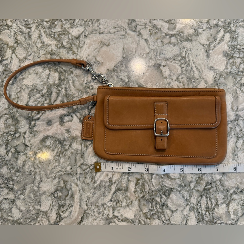 Vintage Coach Brown Leather with Buckle Pocket Wristlet